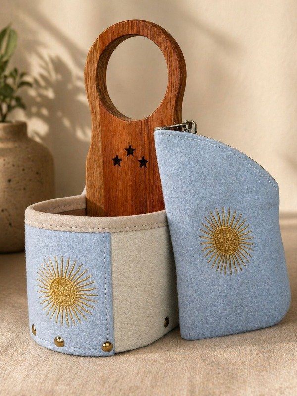 Producto - Canasta Matera de Madera y Cuero - Argentina