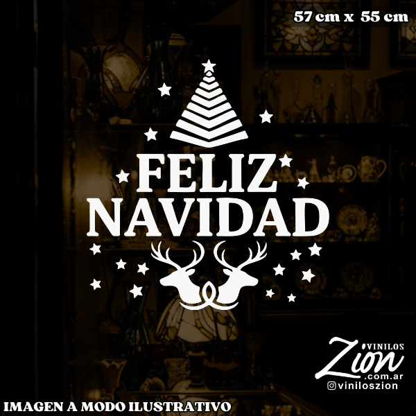Producto - Vinilos Decorativos Feliz Navidad renos estrellas arbol
