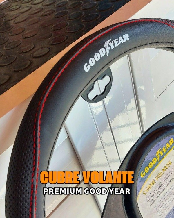 Producto - CUBRE VOLANTE NEGRO COMBINADO NEGRO CON COSTURA ROJA GOODYEAR GY-2331