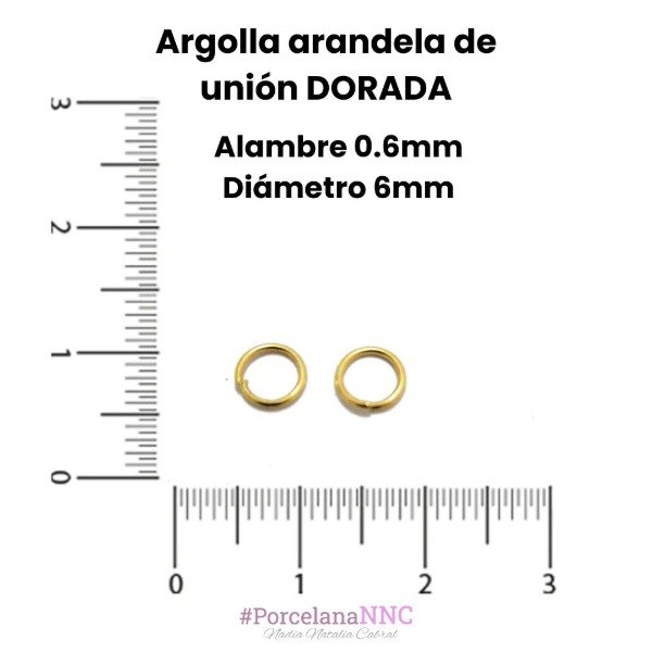 Producto - Argolla arandela de unión 6 mm DORADA 5GR