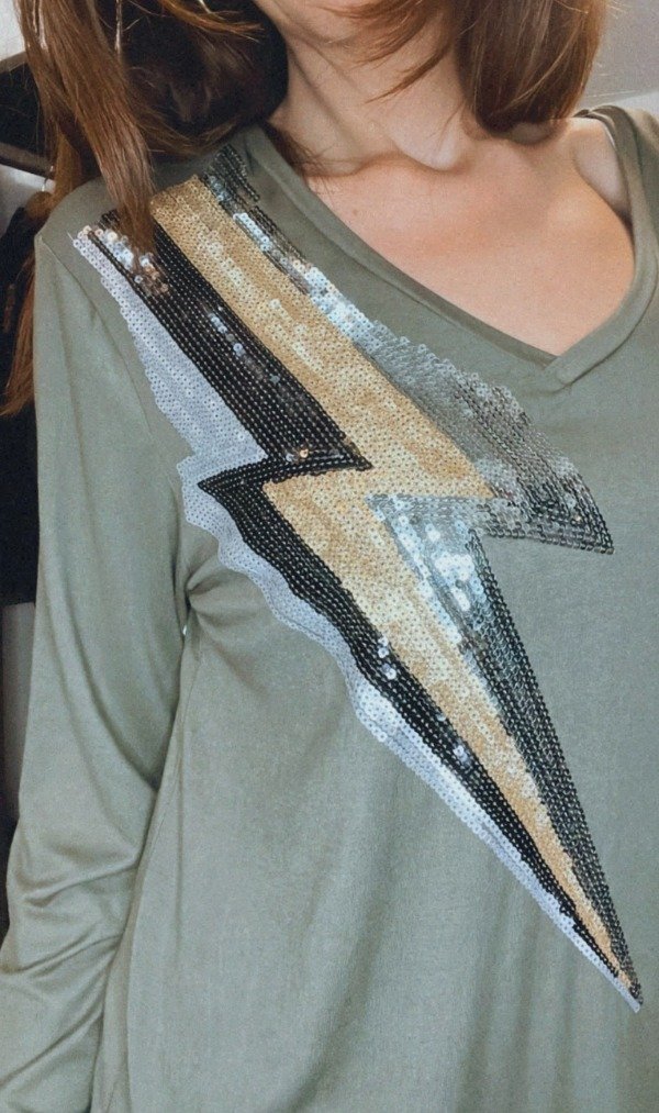 Producto - Remera Rayo Lentejuelas Bordadas XL 120 cm Promo Transf 25.000