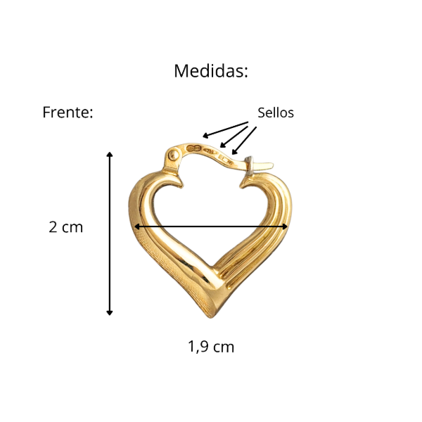 Producto - Aros argolla Corazón inflado Oro 18kt Italiano - 4