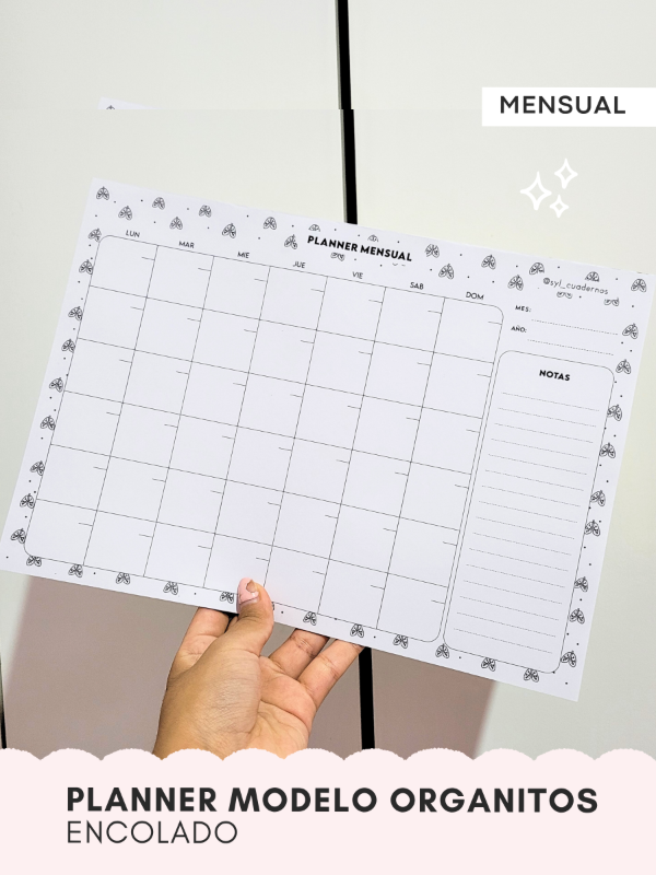 Producto - PLANNER MENSUAL MODELO ORGANITOS - encolado