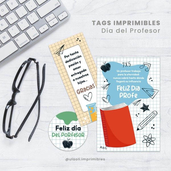 Producto - Tags Imprimibles Día del Profesor "Feliz día Profe"