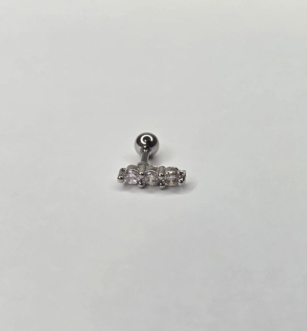 Producto - Barbell triple strass con filigranas plateado