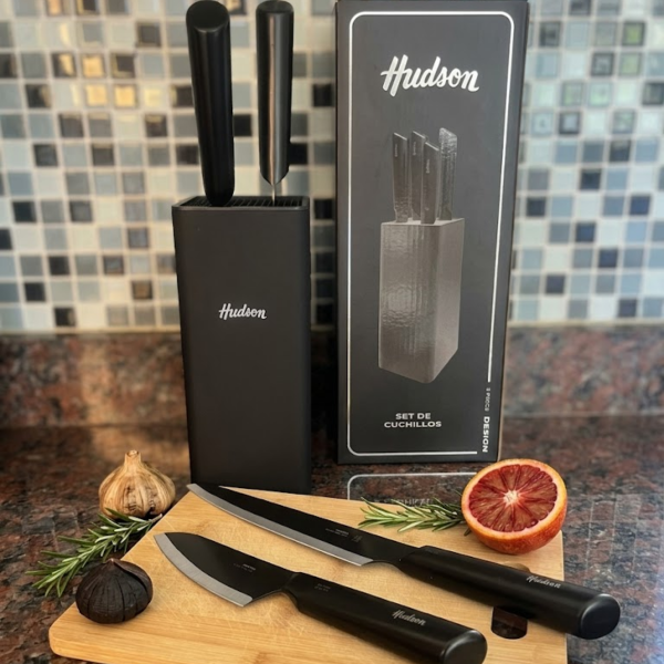 Producto - Set de Cuchillos Hudson Design - 5 Piezas con Taco Cuadrado - 0