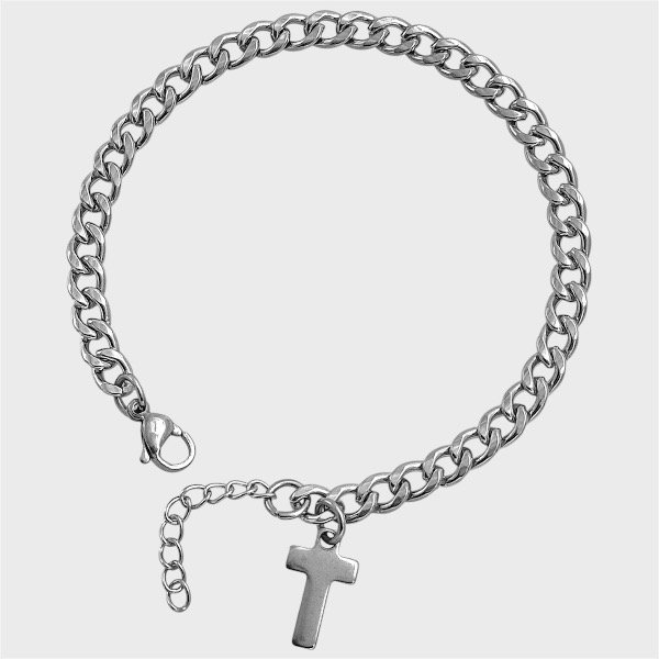 Producto - Pulsera de acero quirúrgico - Figaro 5mm - Cruz