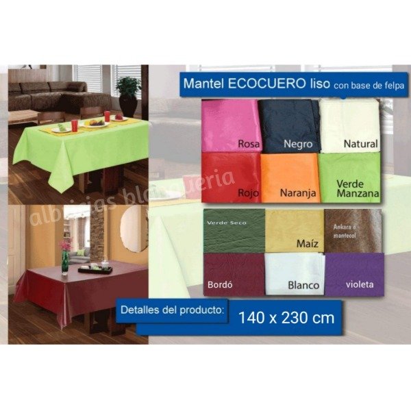 Producto - Mantel ecocuero liso 140 x 230 cm