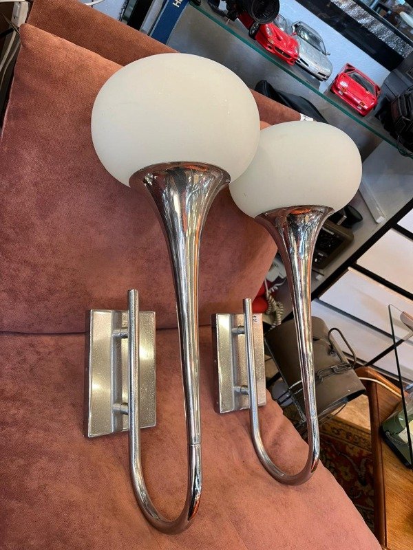 Producto - Par de apliques de diseño cromado Mid Century