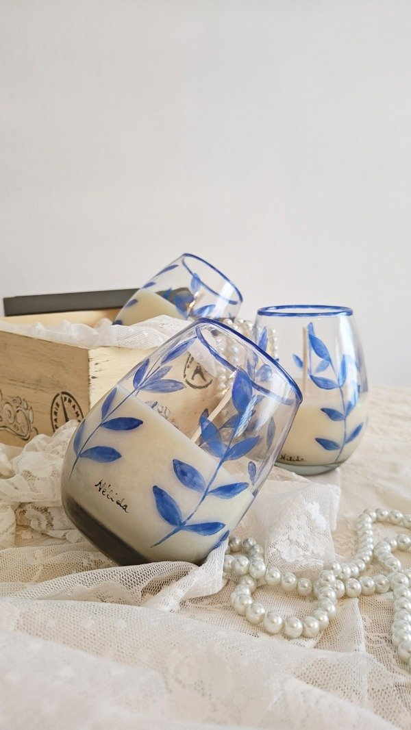 Producto - Vela en vaso Bombe - Monocromática Azul