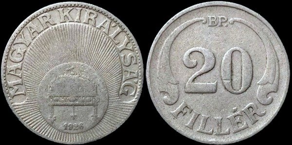 Producto - Hungría - 20 Filler (1926) KM #508 - Régimen Autoritario Conservador