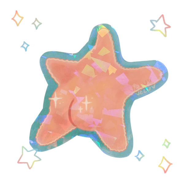 Producto - estrella culona - sticker holográfico