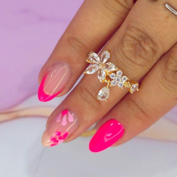 Producto - Anillo flor Circonias con colgante LO