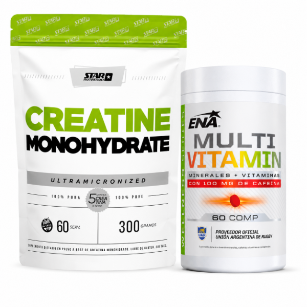 Producto - Creatina Star Nutrition 300g + Multivitamínico ENA con Cafeína