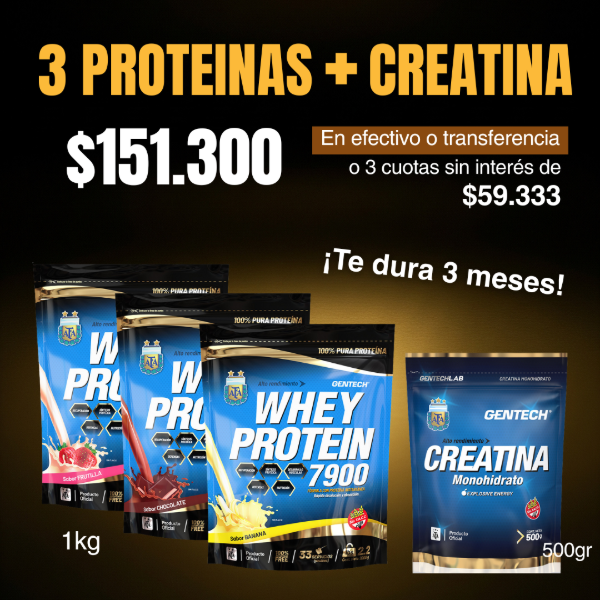 Producto - Combo GENTECH / 3 Proteínas + 1 creatina 500gr