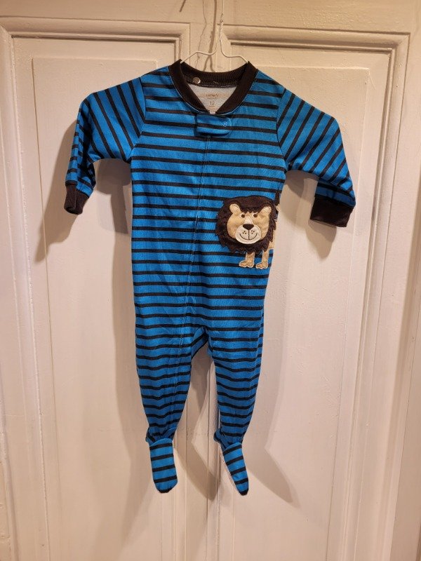 Producto - Body CARTER'S azul con rayas marrones logo león Talle 12 meses - PRECIO: 25X