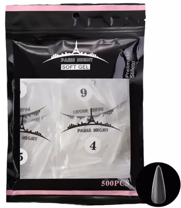 Producto - TIPS SOFT GEL PRE LIMADOS PARIS NIGHT STILETTO 500PCS