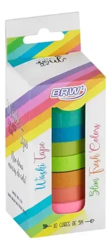 Producto - Washi Tape Cinta Adhesiva Slim 7,5 Mm 5 Mts 10 Colores