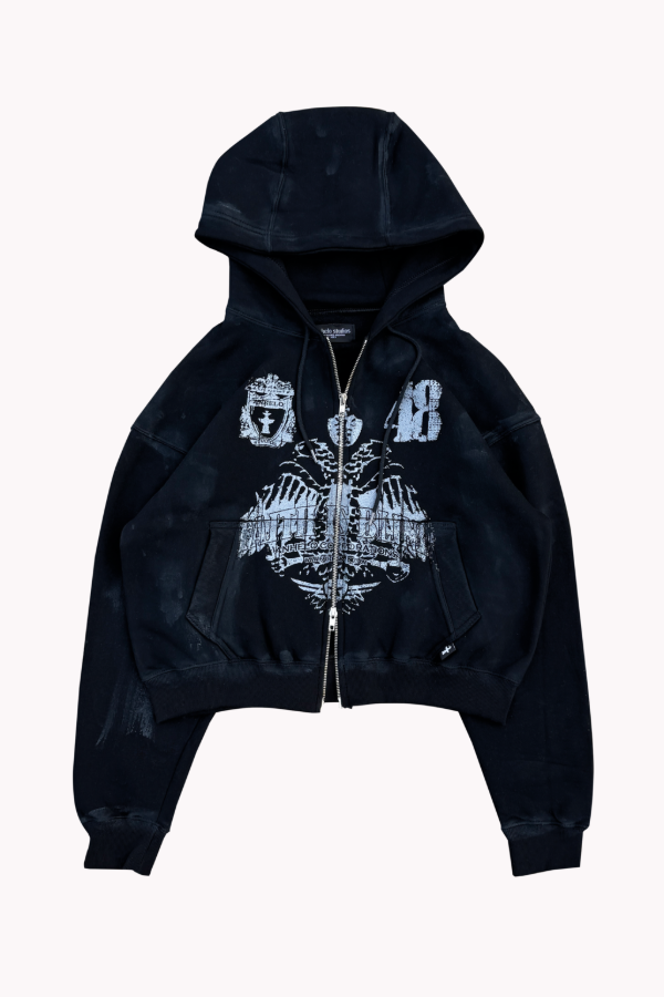 Producto - STAINED ZIP HOODIE BLACK