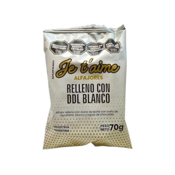 Producto - Alfajor Je T'aime Relleno con Dulce de Leche Blanco (Chocotorta) Blanco