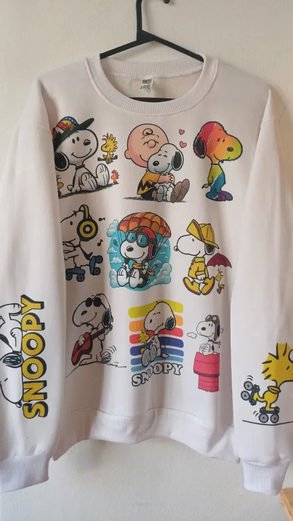 Producto - Buzo Snoopyy Full Estampa Blanco y Gris
