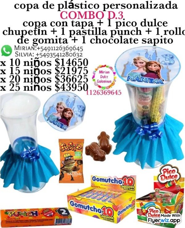 Producto - Souvenir copa con tapa y golosinas D.3 princesas de disney