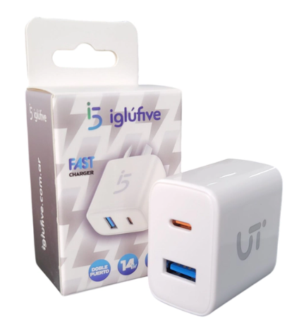 Producto - CABEZAL FUENTE IGLUFIVE 14W POWER DELIVERY SALIDA USB-A Y USB-C