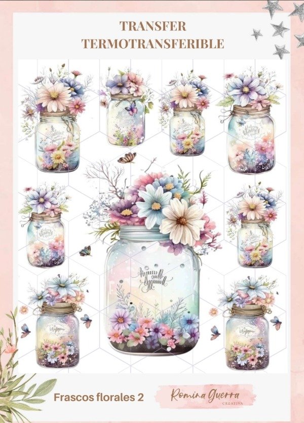 Producto - Transfer termotransfeible - Frascos Florales 2