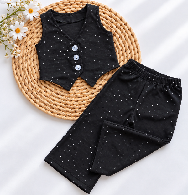Producto - CONJUNTO SASTRERO STRAS NEGRO (CHALECO + PANTALÓN OXFORD)