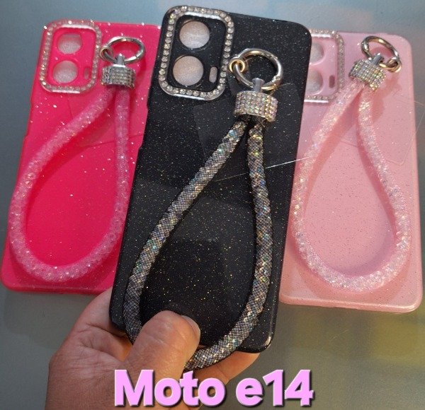 Producto - Fundas brillo epoxy con correa strass. Moto e14