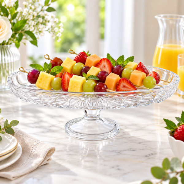 Producto - BANDEJA DE VIDRIO OVALADA POSA TORTA DULCES FRUTAS 32CM X 10CM - 0