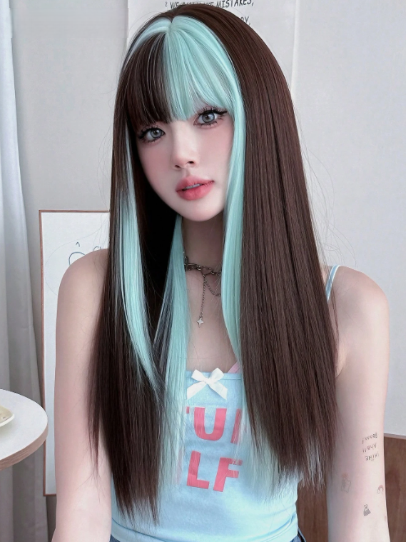 Producto - Peluca Marron con Menta Skintop (Soft Kanekalon)