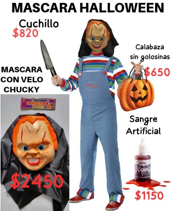 Producto - Máscara de Chucky con velo horror