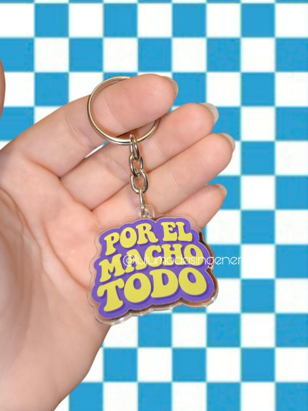 Producto - Llavero Por el macho todo Violeta con amarillo Martin cirio