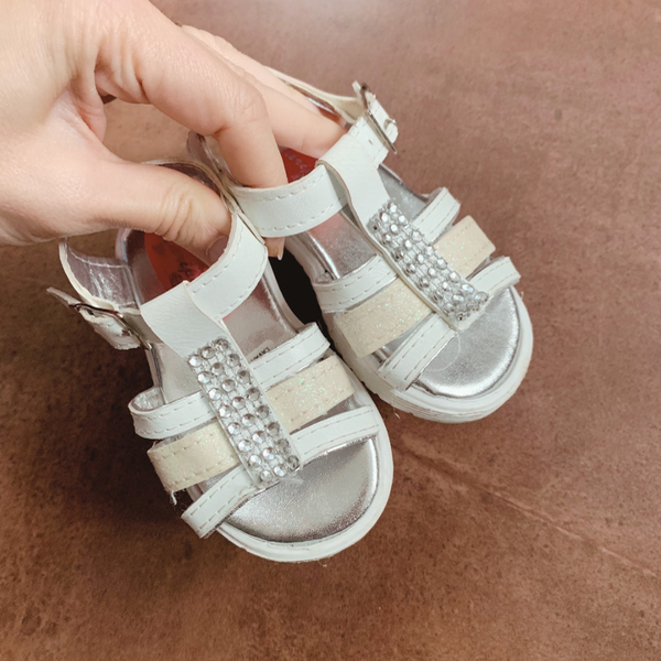 Producto - Sandalias Blancas Brillos Nro 19