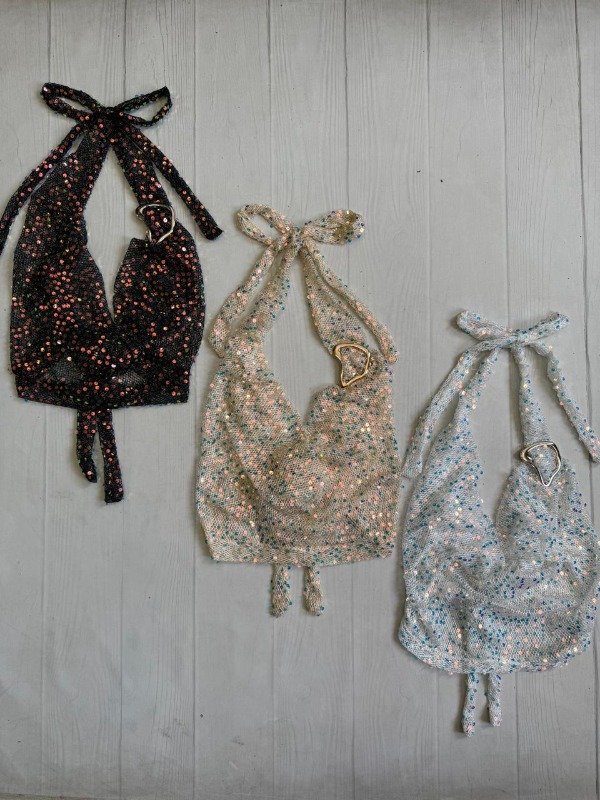 Producto - [5525] Top buche ''Nube'' p/atar espalda lentejuelas tornasol