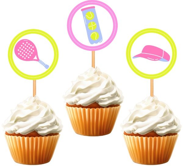 Producto - TOPPER CUPCAKE PADEL ROSA X 10