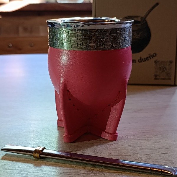 Producto - Mate imperial con virola de alpaca y cuero rosado