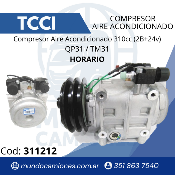 Producto - Compresor Aire Acondicionado Colectivo 310cc Horario 2B+24V QP31-1212