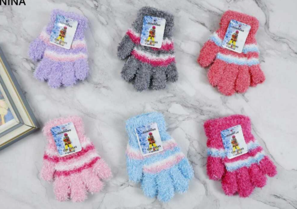 Producto - Guante niño peluche rayado