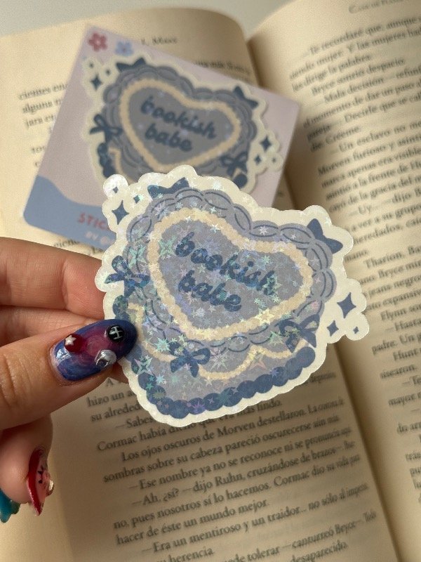 Producto - Sticker bookish babe azul vinilo holográfico