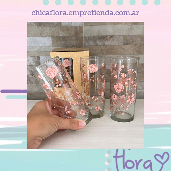 Producto - Vasos De Vidrio Flores