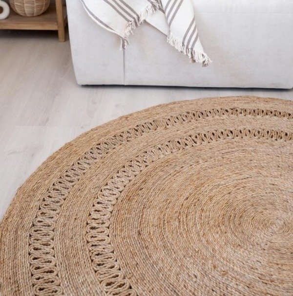 Producto - ALFOMBRA REDONDA YUTE CALADA 120CM