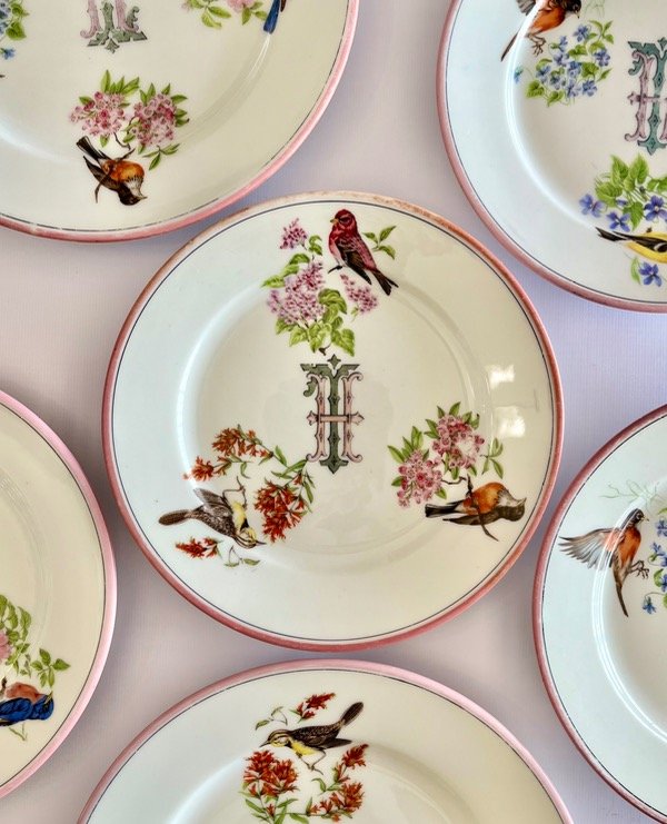 Producto - Plato monograma y aves IIII