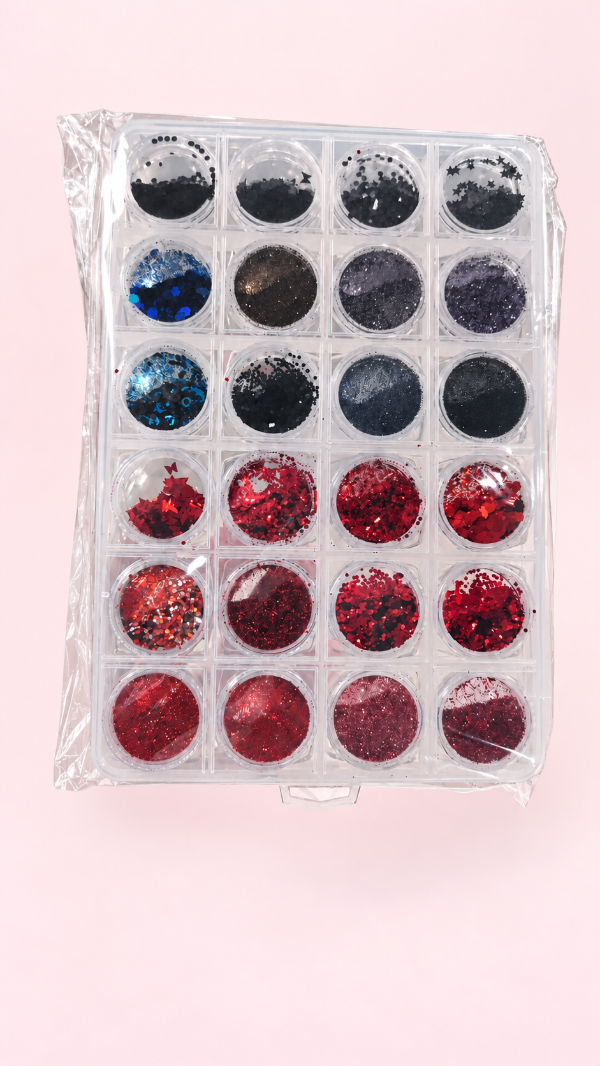 Producto - SET 24 BRILLOS/GLITTER  DECORACION 160GR X CAJA 7A7 - 1