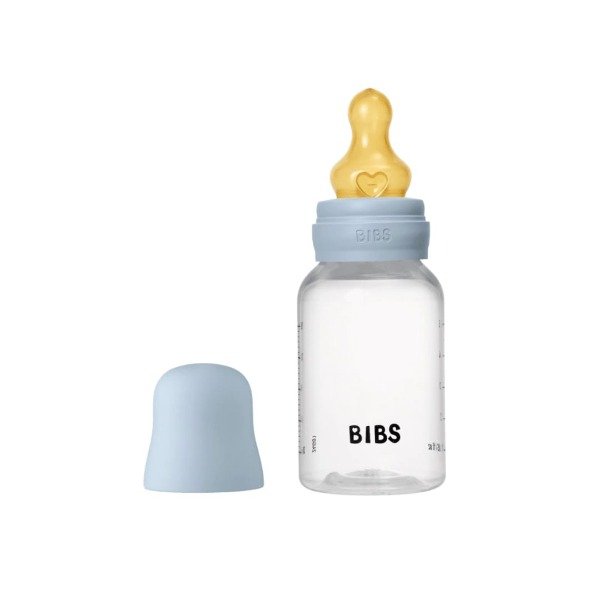 Producto - Mamadera Bibs 150ml, plástica. Celeste
