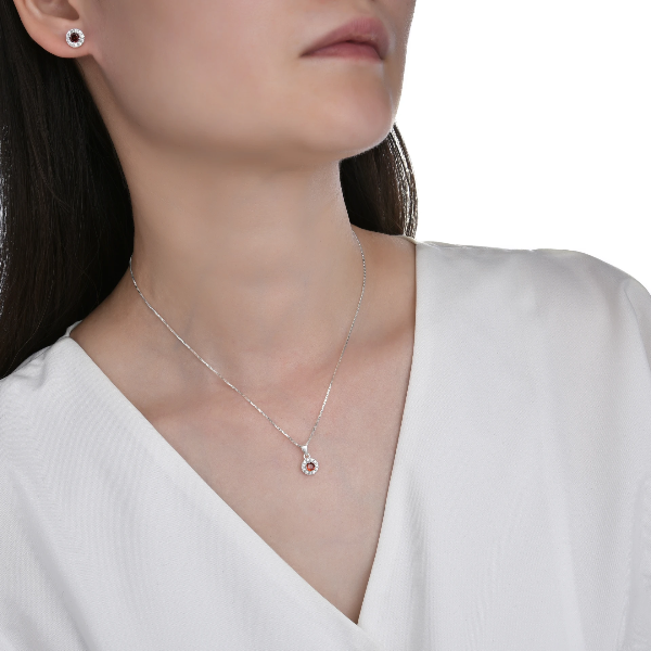 Producto - Conjunto Redondo Rojo (Aros y Dije)