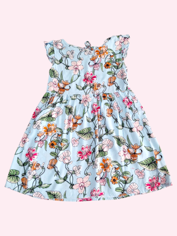 Producto - Vestido manga corta solero celeste con flores Weak Meak 6 años
