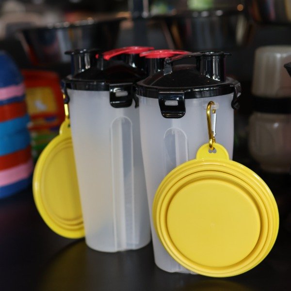 Producto - BEBEDERO Y COMEDERO PORTATIL + PLATO SILICONA  PLEGABLE