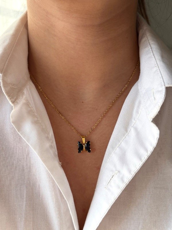 Producto - Collar dorado mariposa black - 0